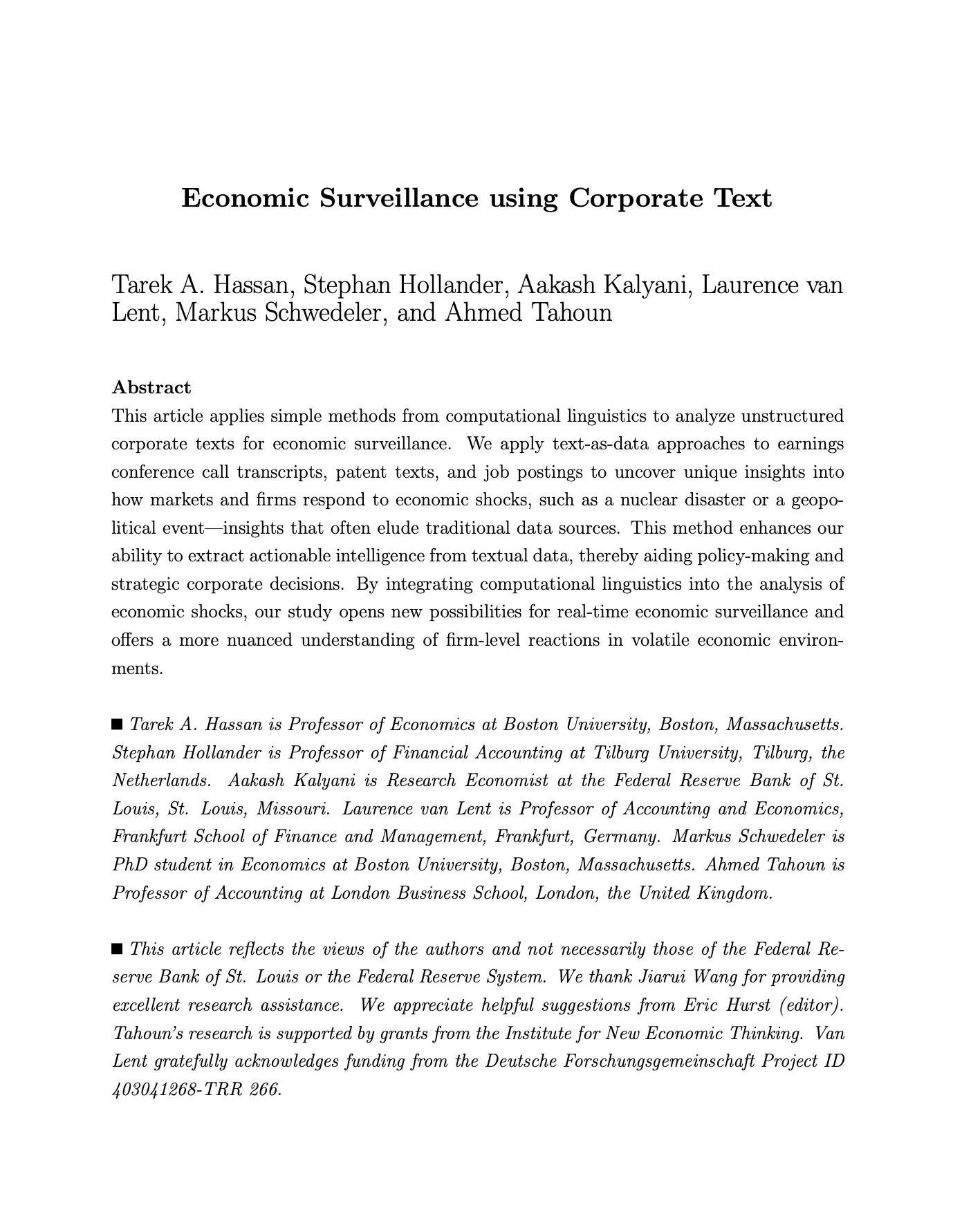 Economic Surveillance using Corporate Text